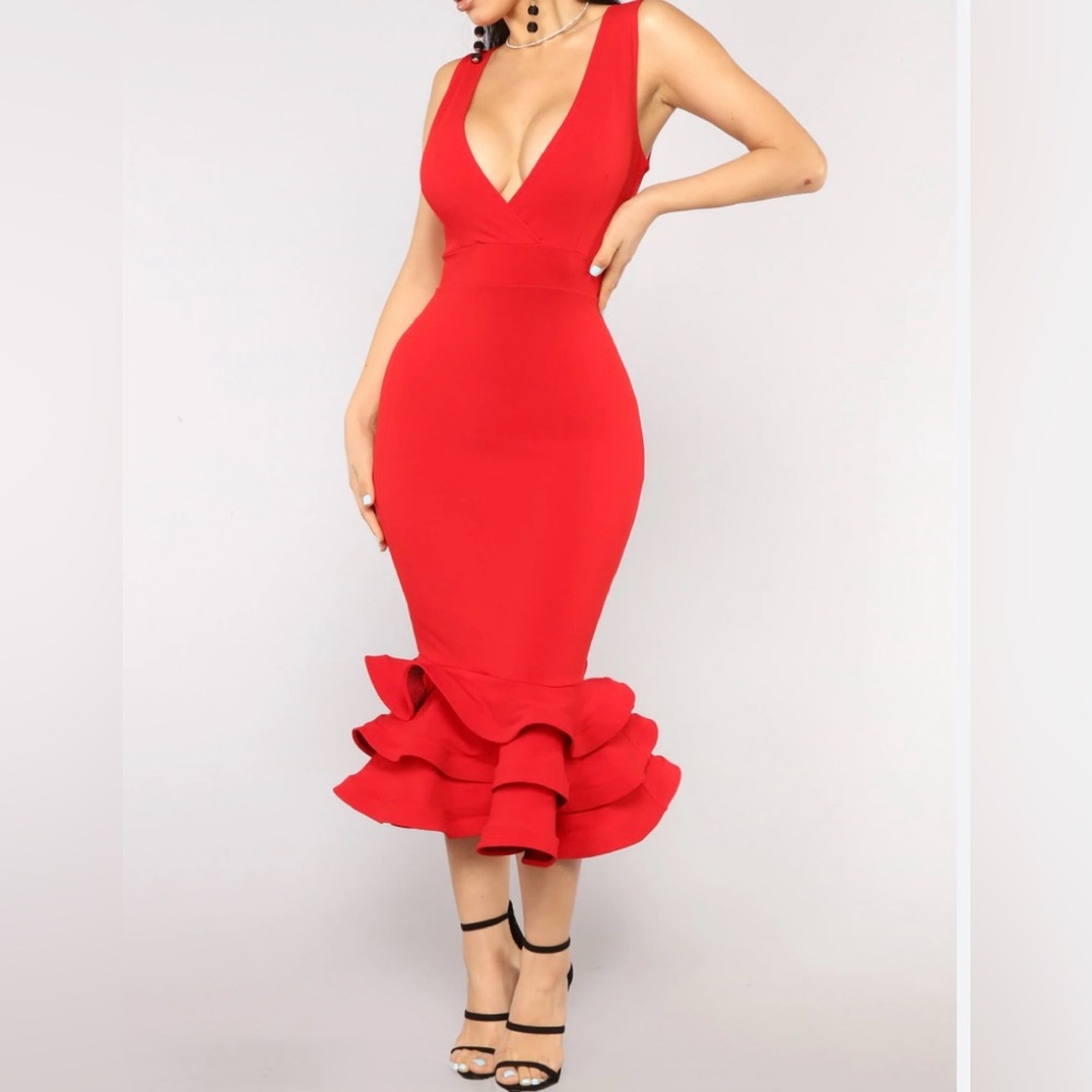 Red ruffle Dress